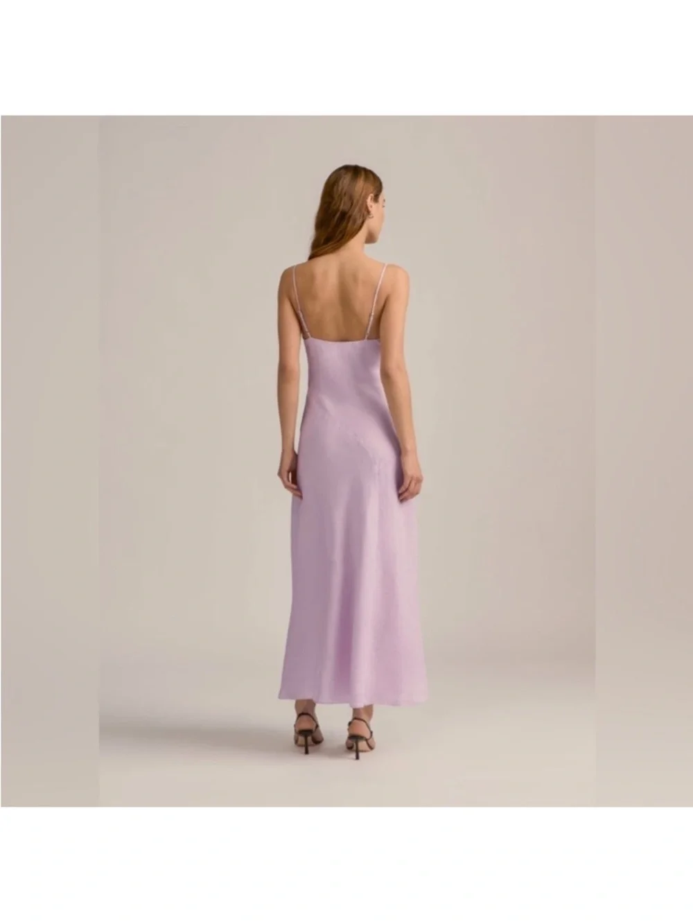 Favorite Daughter Josette Lilac Linen Midi / Maxi Dress with Spaghetti Straps - Picture 3 of 3